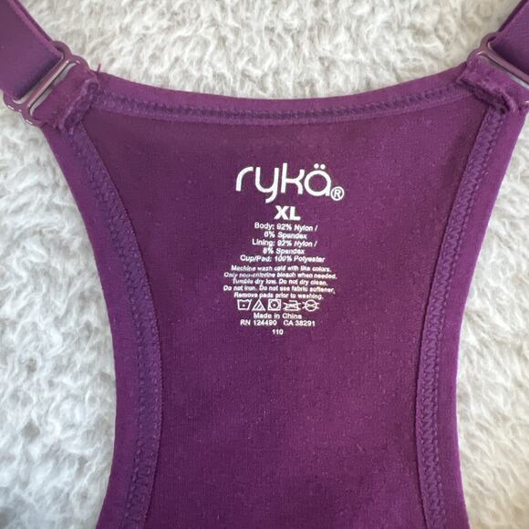 Rykä® Purple / Plum Racerback Workout Padded Sports Bra Size XL NWT - Picture 2 of 7